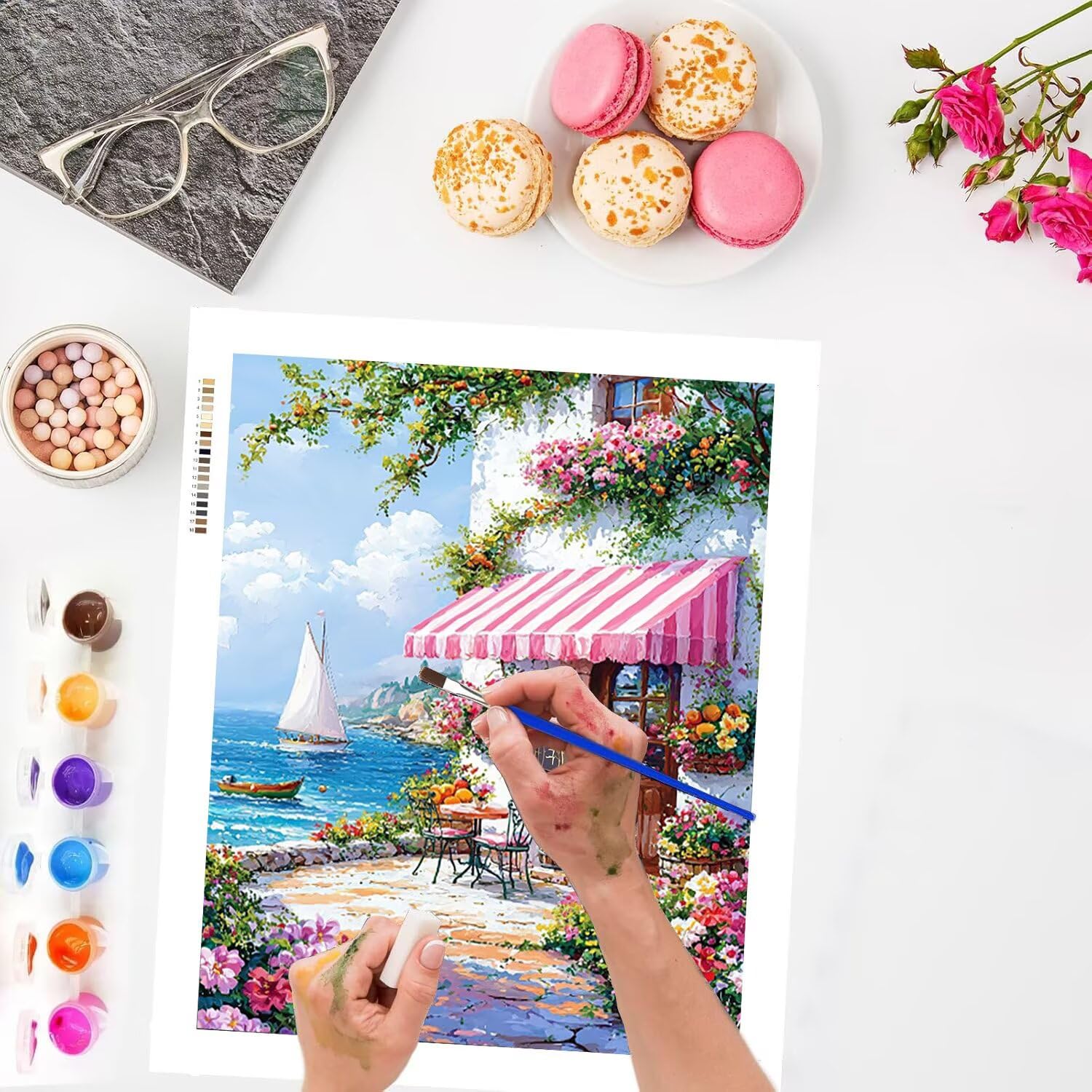 WEISHIWE Dipingere con i Numeri Adulti Casetta marina, 80x100cm s-299 | Paint by Numbers Kit con Pennelli e Acrilico Pigmento, Fai da te Olio La Pittura di Numeri Kit, Decora la Casa, senza Cornice