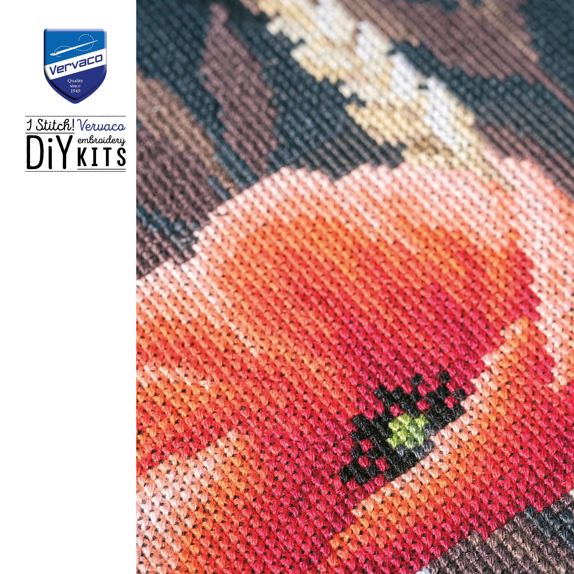 VERVACO Haft Krzyżykowy Liczony Zestaw Obraz do Haftu DZIKIE MAKI Zrób to Sam Zestaw Kreatywny dla Dorosłych 23 x 42 cm Dekoracja Ścienna DIY Cross Stitch Kit