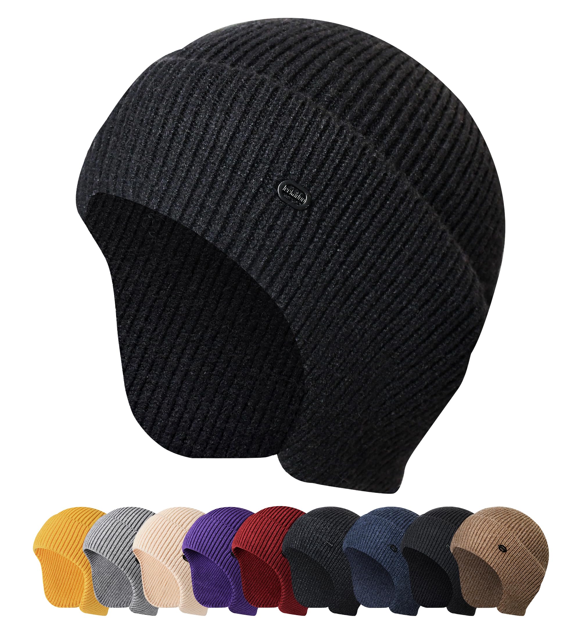 HiRui Knit Beanie Hats Winter Hats Ear Covers for Men Women-Warm Daily Headwear