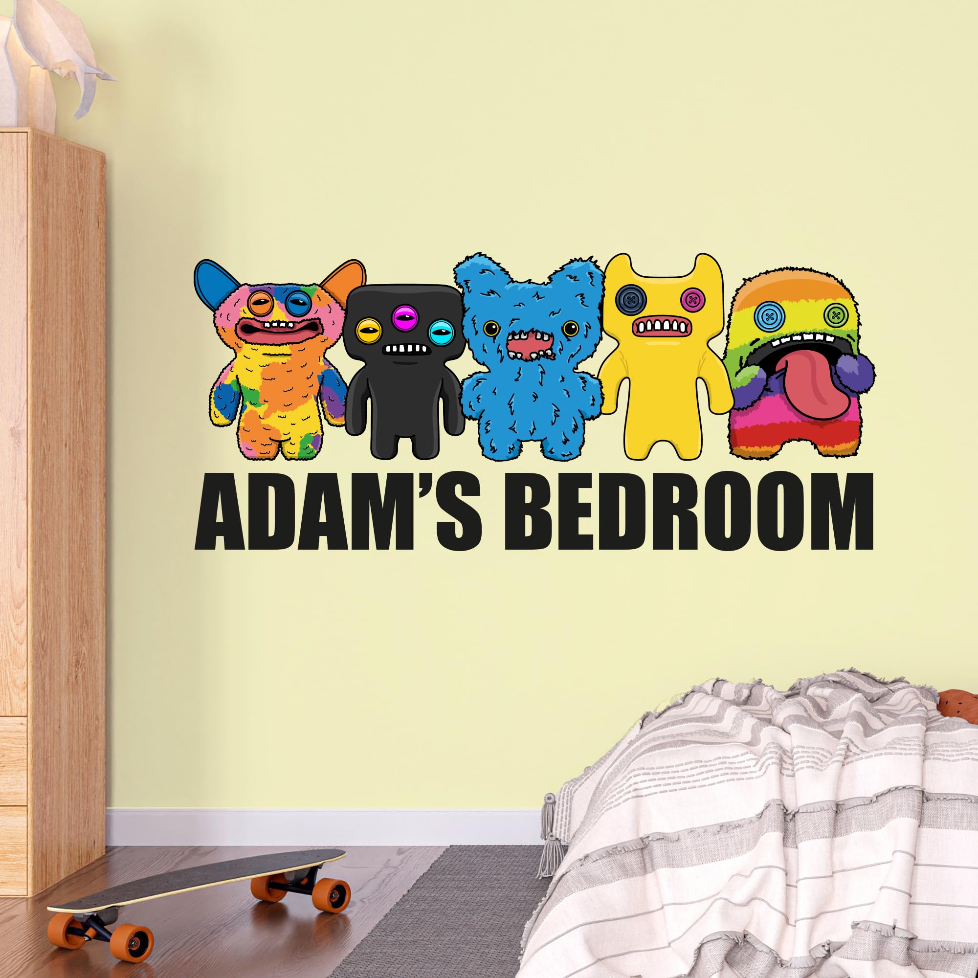 Themed Black Fuggler Wall Sticker - Fugglers Group Personalised Text Decal Wall Art (60Cm Width X 25Cm Height)