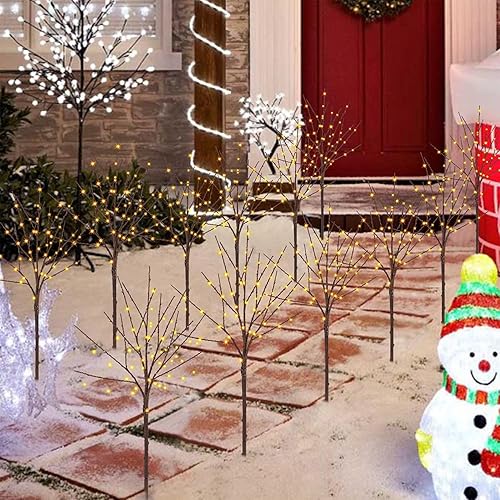 Miniatura 6 de Ramas de árbol de Halloween iluminadas, rama negra artificial de 30 pulgadas con 100 luces LED de hadas naranjas, temporizador integrado y funciona