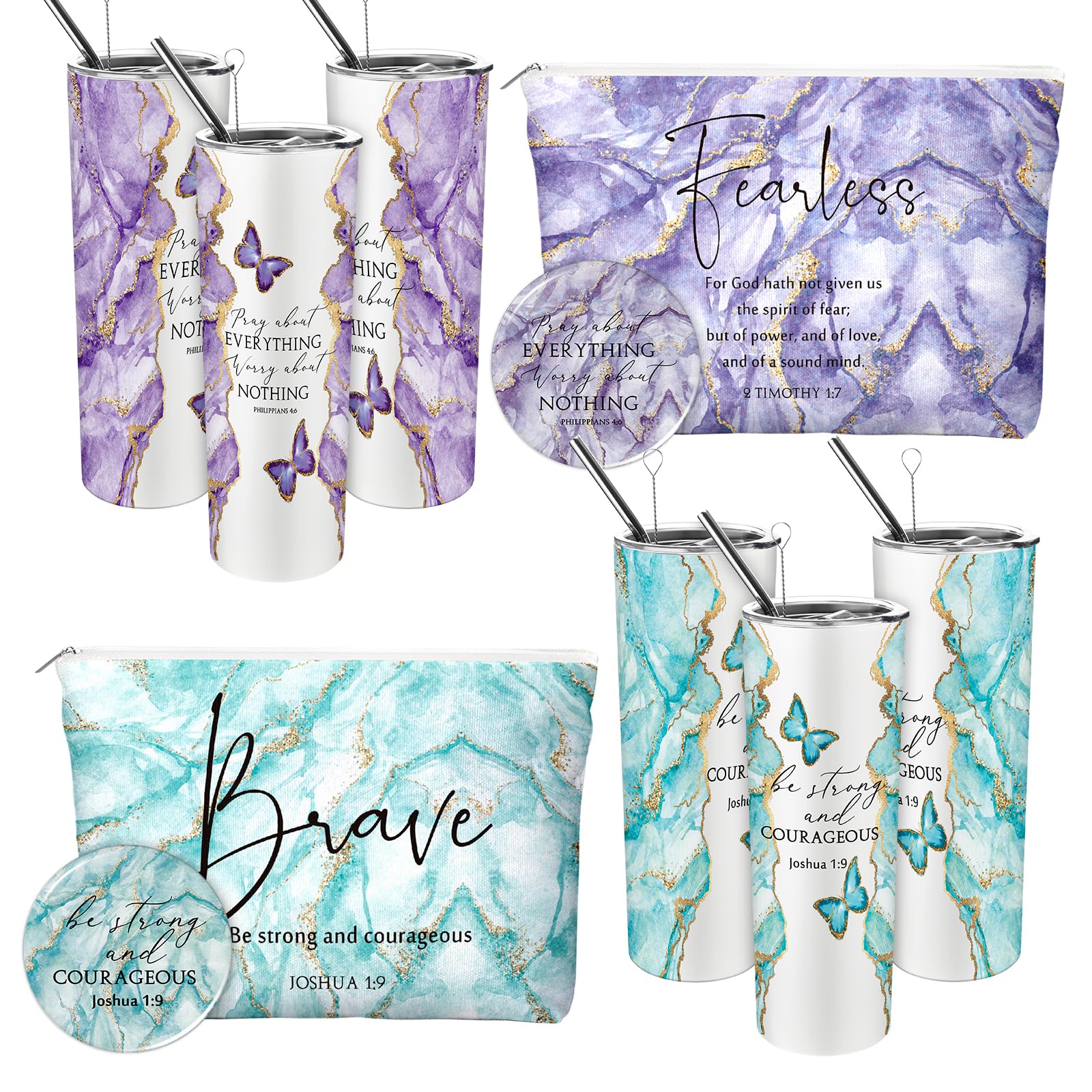 Cadeaux chrétiens pour femme avec trousse de maquillage et verset biblique