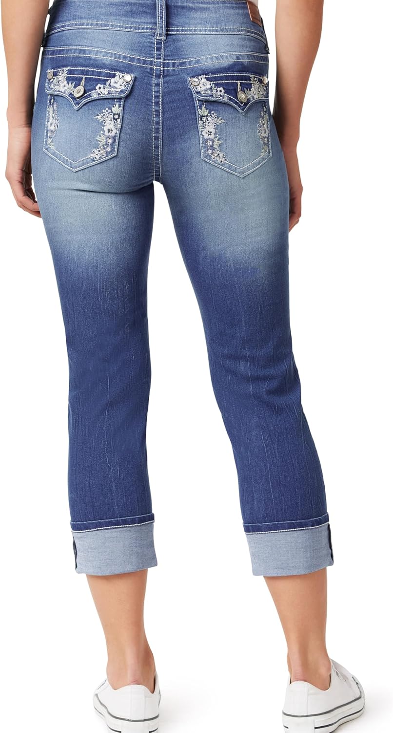 WallFlower Womens Luscious Curvy 23.5" Crop Mid-Rise Bling Insta Stretch Juniors (Standard and Plus) - Image 2