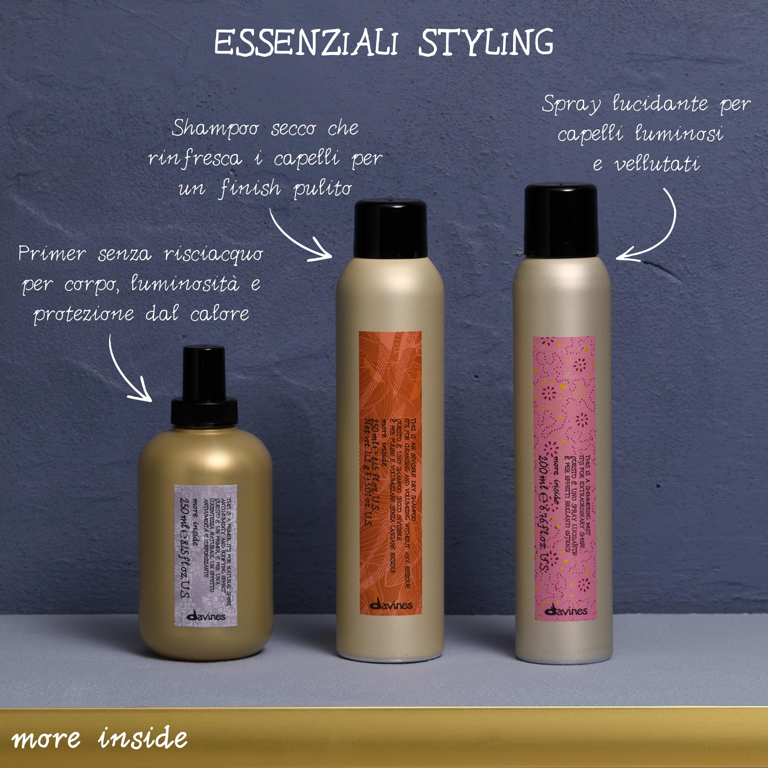 Davines Dry Shampoo - Shampoo secco detergente senza utilizzo di acqua - Assorbe il sebo in eccesso - Dona corpo immediato ai capelli - 250 ml