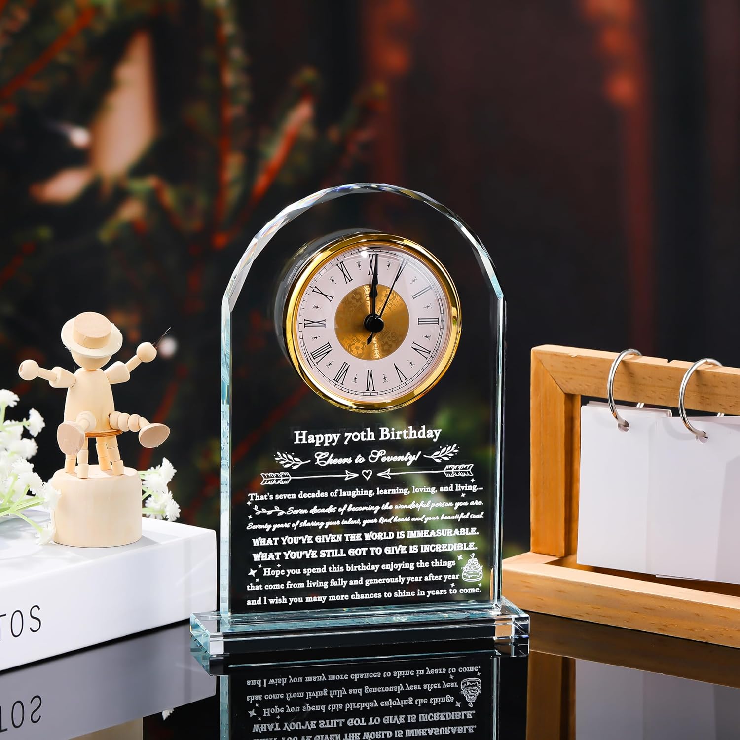 Enjinkail 70th Birthday Gifts for Women Men - Personalized 1954 70 Year Old Birthday Crystal Clock Keepsake Present for Her Him - Happy 70th Birthday Gifts Ideas for Mom Dad Unique