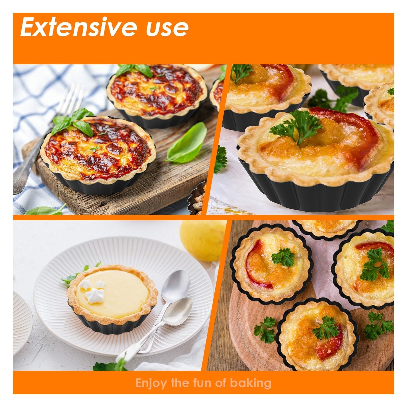 Moule à tartelettes en acier au carbone Moule à tartelettes en acier au carbone, moule pudding réutilisable, mini-tartelettes multifonctionnel, accessoires de pâtisserie