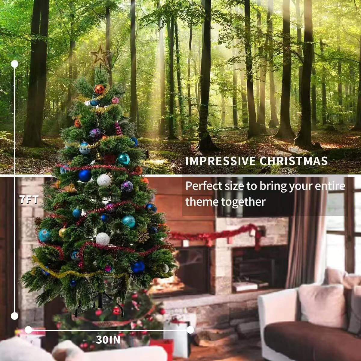 7 FT Christmas Tree with Mood Lighting in 8 Lighting Modes and a Remote