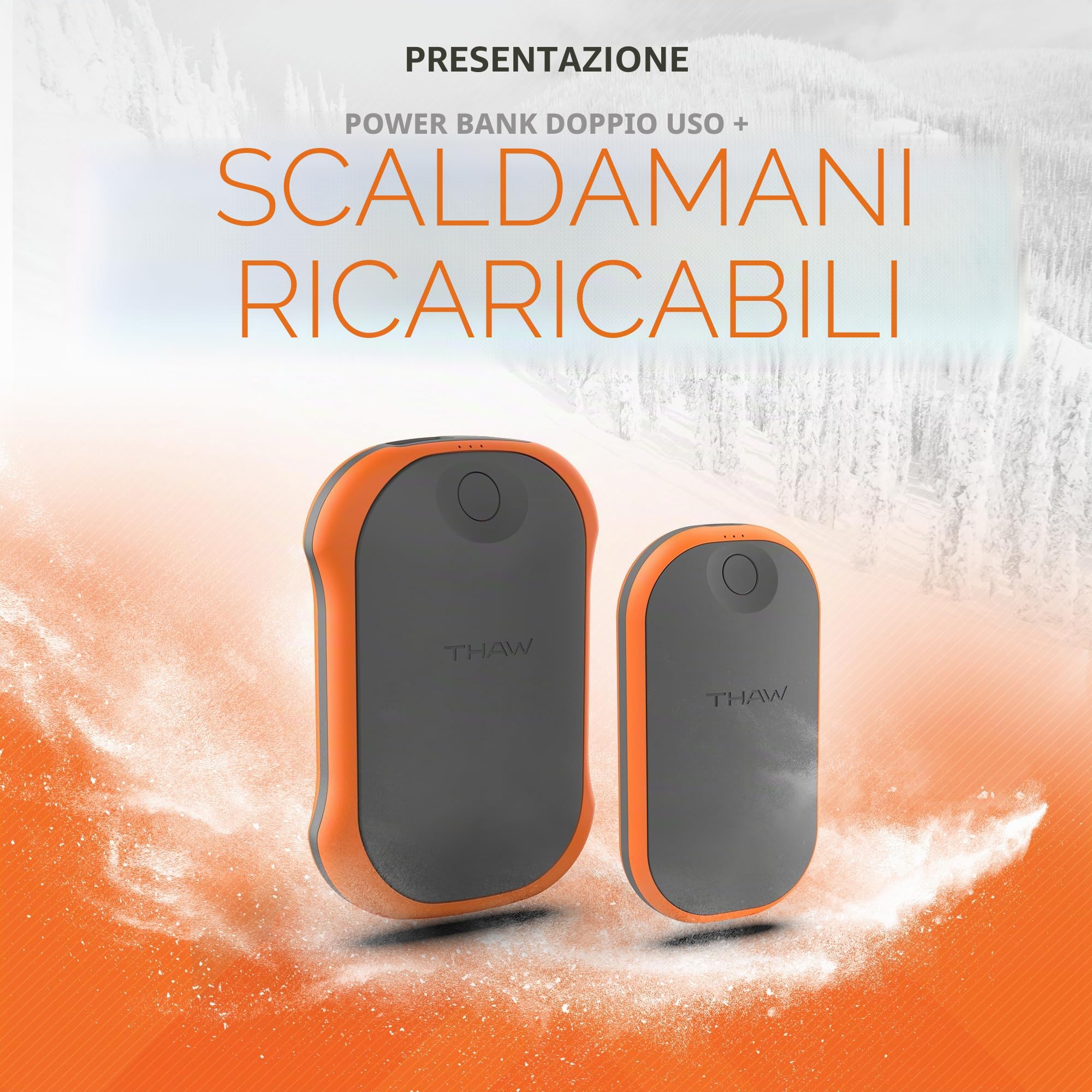 THAW Scaldamani ricaricabile e Power Bank, 10000mAh - Per passeggiate invernali, escursioni, campeggio, sport all'aperto, viaggi, trekking