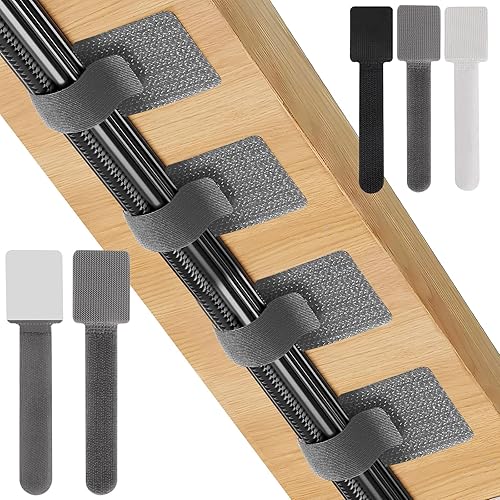 Miniatura 9 de Paquete de 20 bridas de cables autoadhesivas reutilizables grandes, correas ajustables de gancho y bucle para organizar cables de datos, cables,