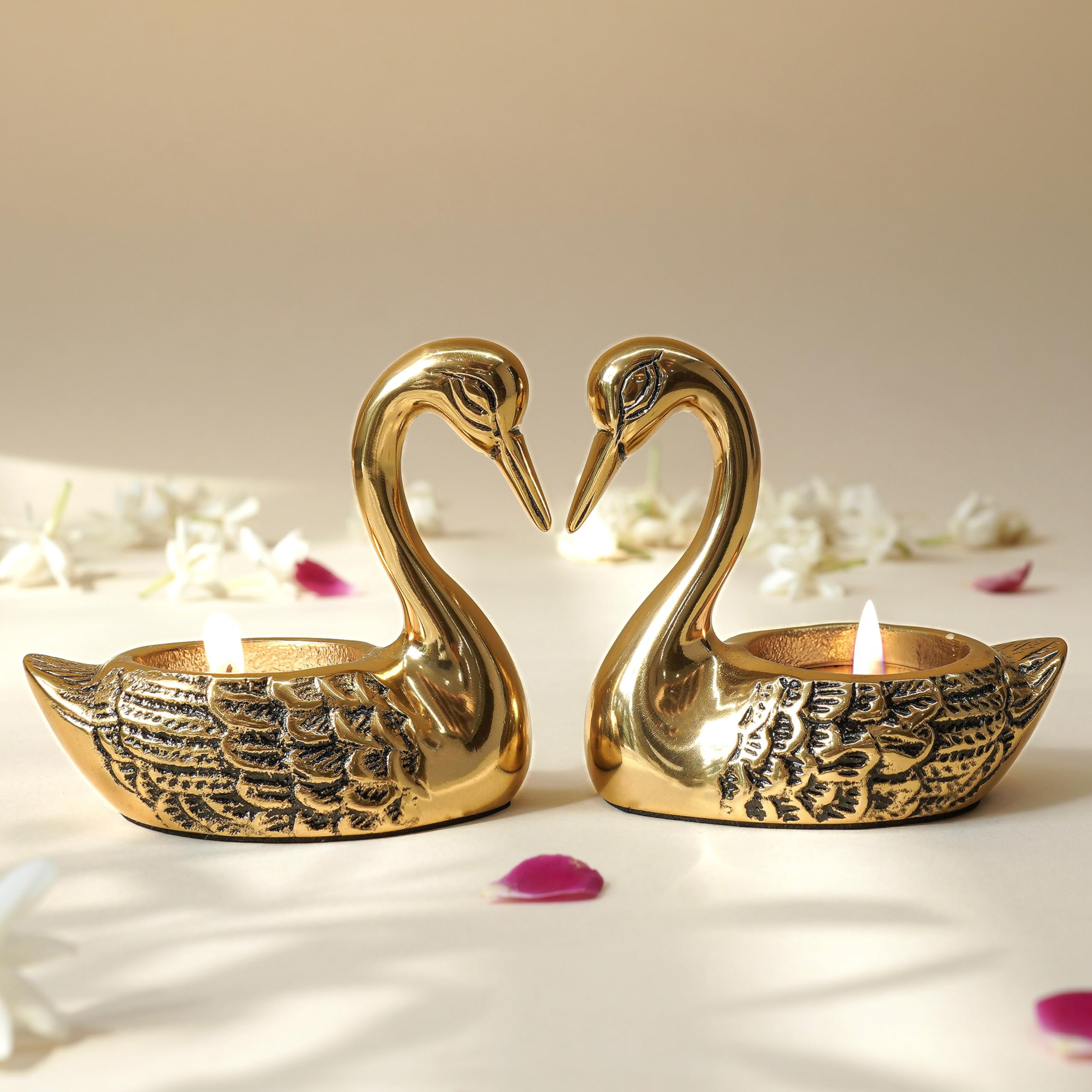 Golden Love Swans Tea Light Holders - FREE SHIPPING -9