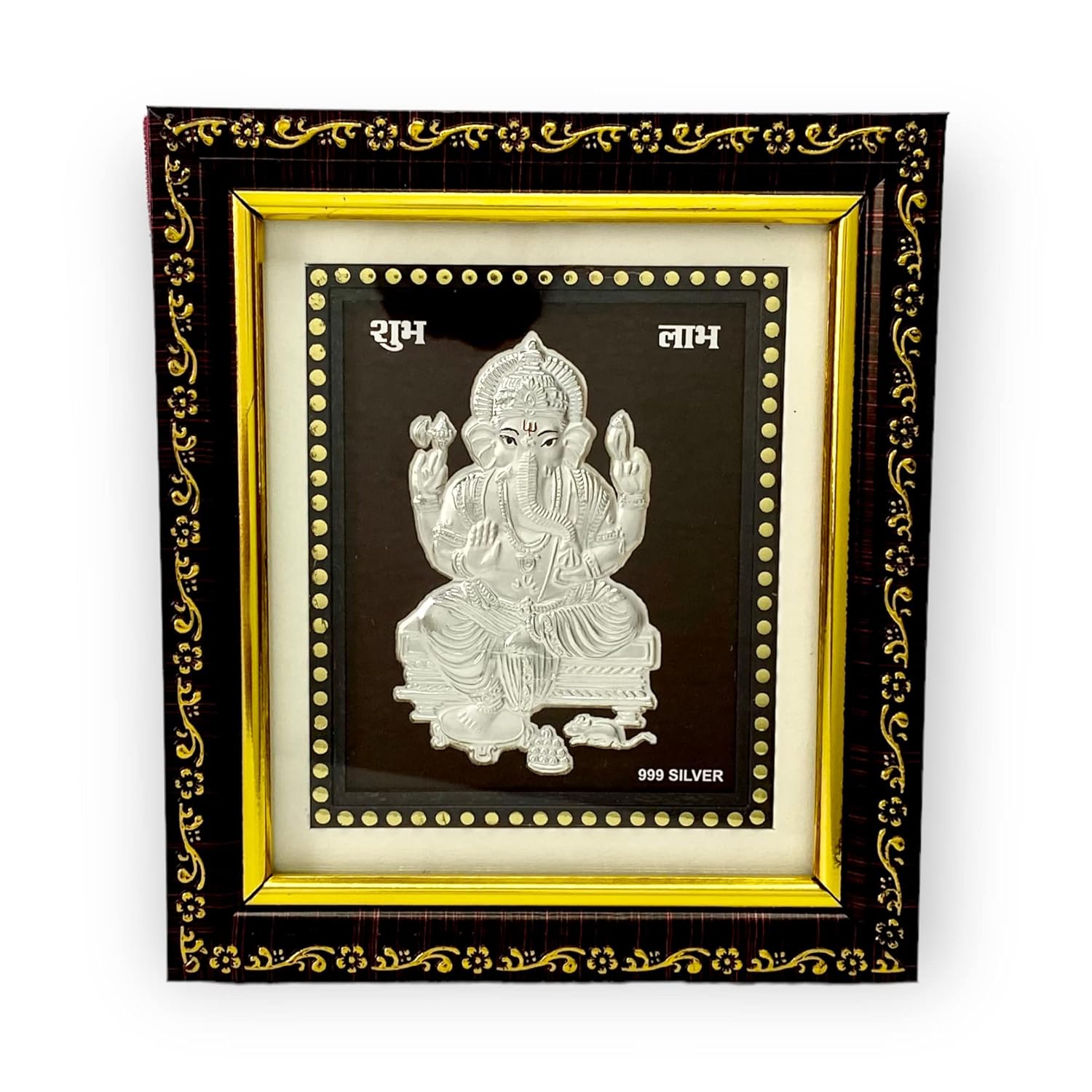 Hem Jewels 999 Pure Silver Ganesh Frame For Home Decor (5 X 6 Inches | Silver) , Metal(Tabletop;Wall Mount)