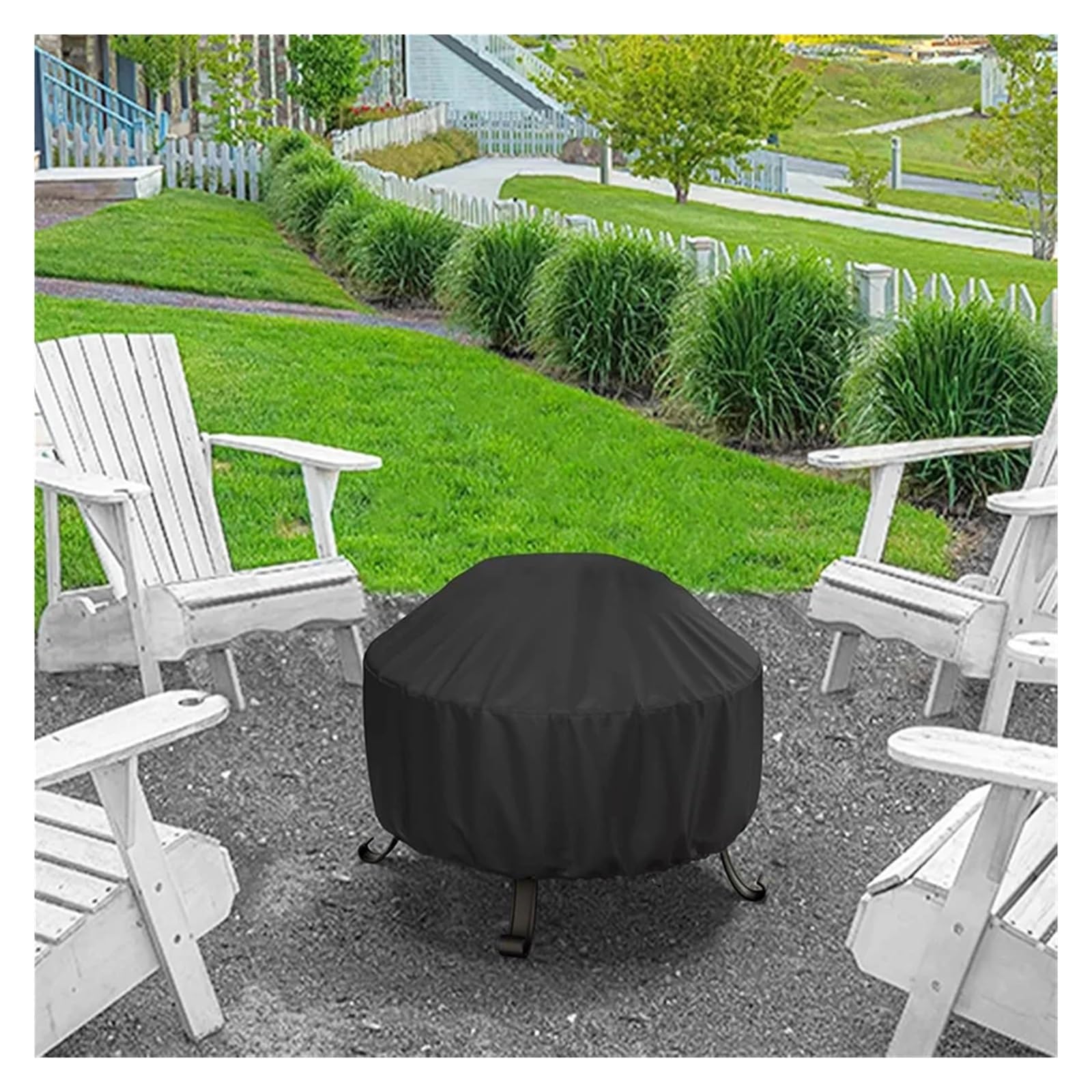 Copertura for braciere da esterno impermeabile con coulisse, antipolvere for stufa domestica Copertura Rotonda per Braciere(77xH31cm)