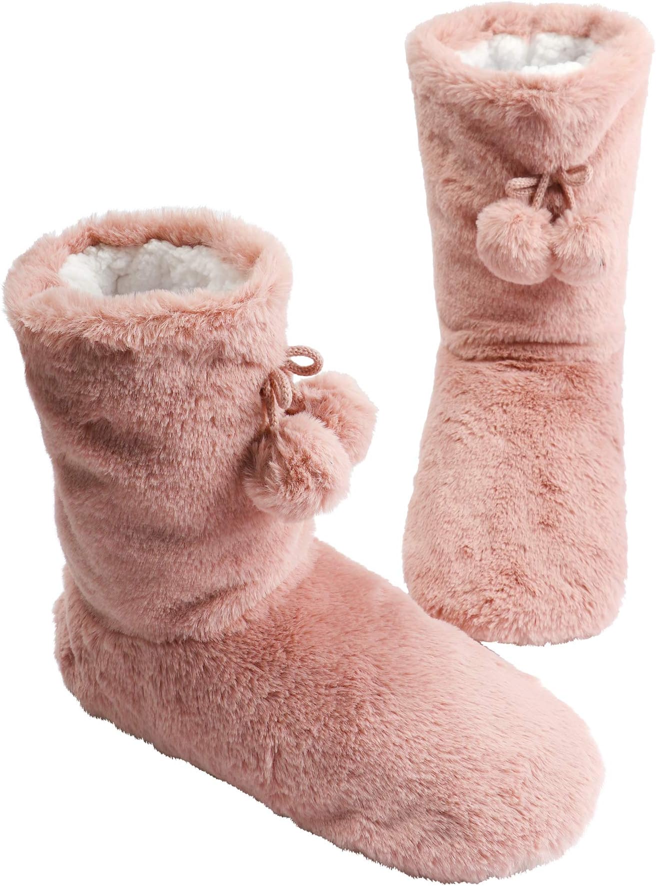 Womens Thick & Warm Slipper Socks with Grippers - Christmas House Slippers