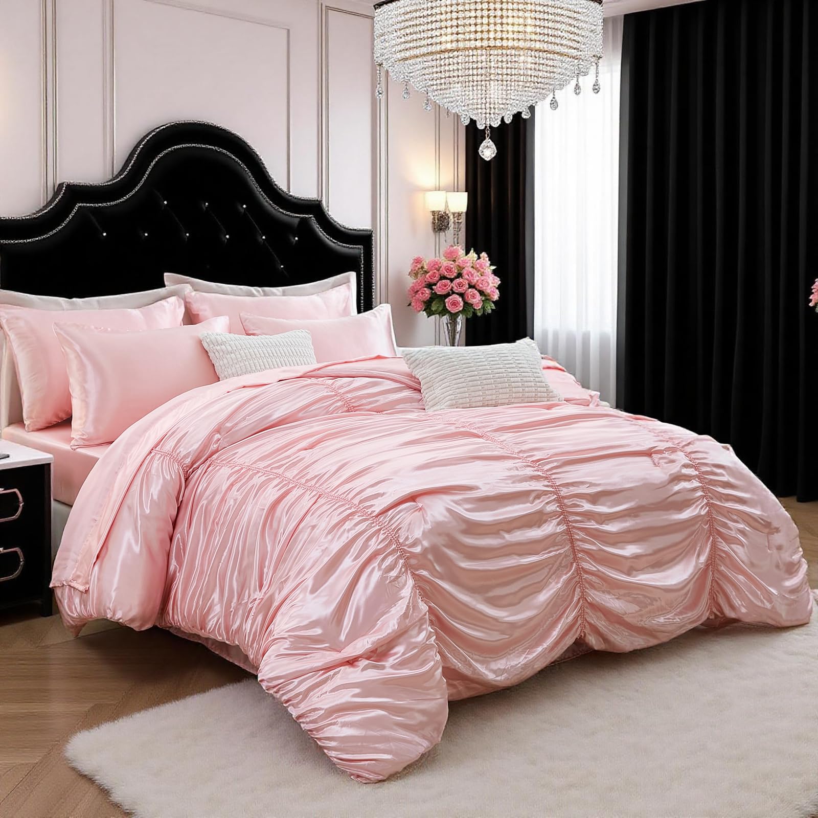 Bedorm King Size Satin Comforter Set 9 
