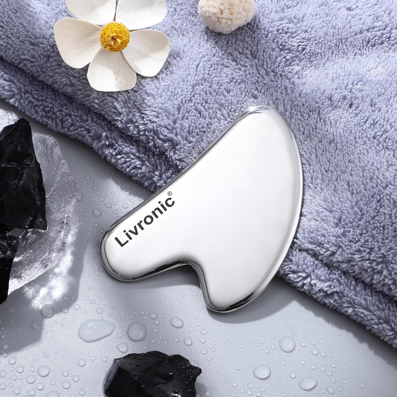 Livronic® Premium Stainless Steel Gua Sha Tool for Face & Body | Metal Facial Massage Tool for Lymphatic Drainage, Skin Tightening, Jawline Sculpting, Anti-Aging, Neck, Eyes & Full Body Muscle Massage 2