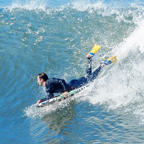 Vista 83 de Goplus Tabla de cuerpo ligera de 41/37/33 pulgadas para playa, tabla de surf con núcleo EPS, cubierta XPE, parte inferior lisa de HDPE, correa