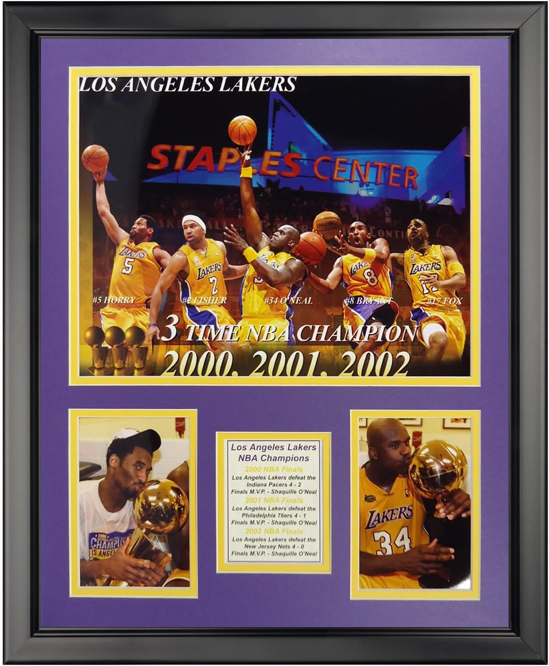 Legends Never Die Los Angeles Lakers Three-Peat Collage Photo Frame, 16" x 20", (19844U)