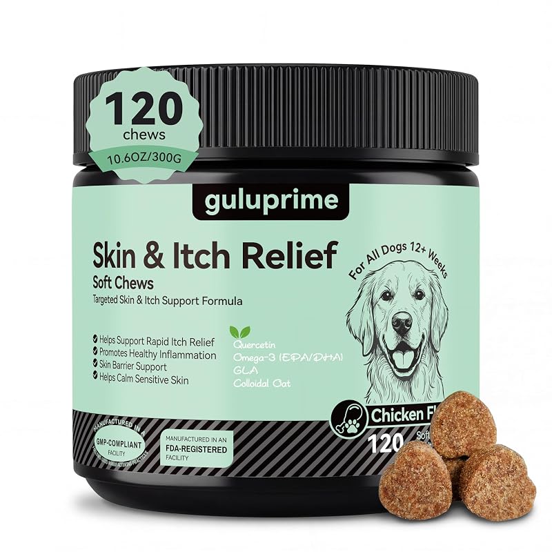 Suplemento para cães em mastigáveis macios com Ômega 3, quercetina e sabor frango guluprime, 120 unidades