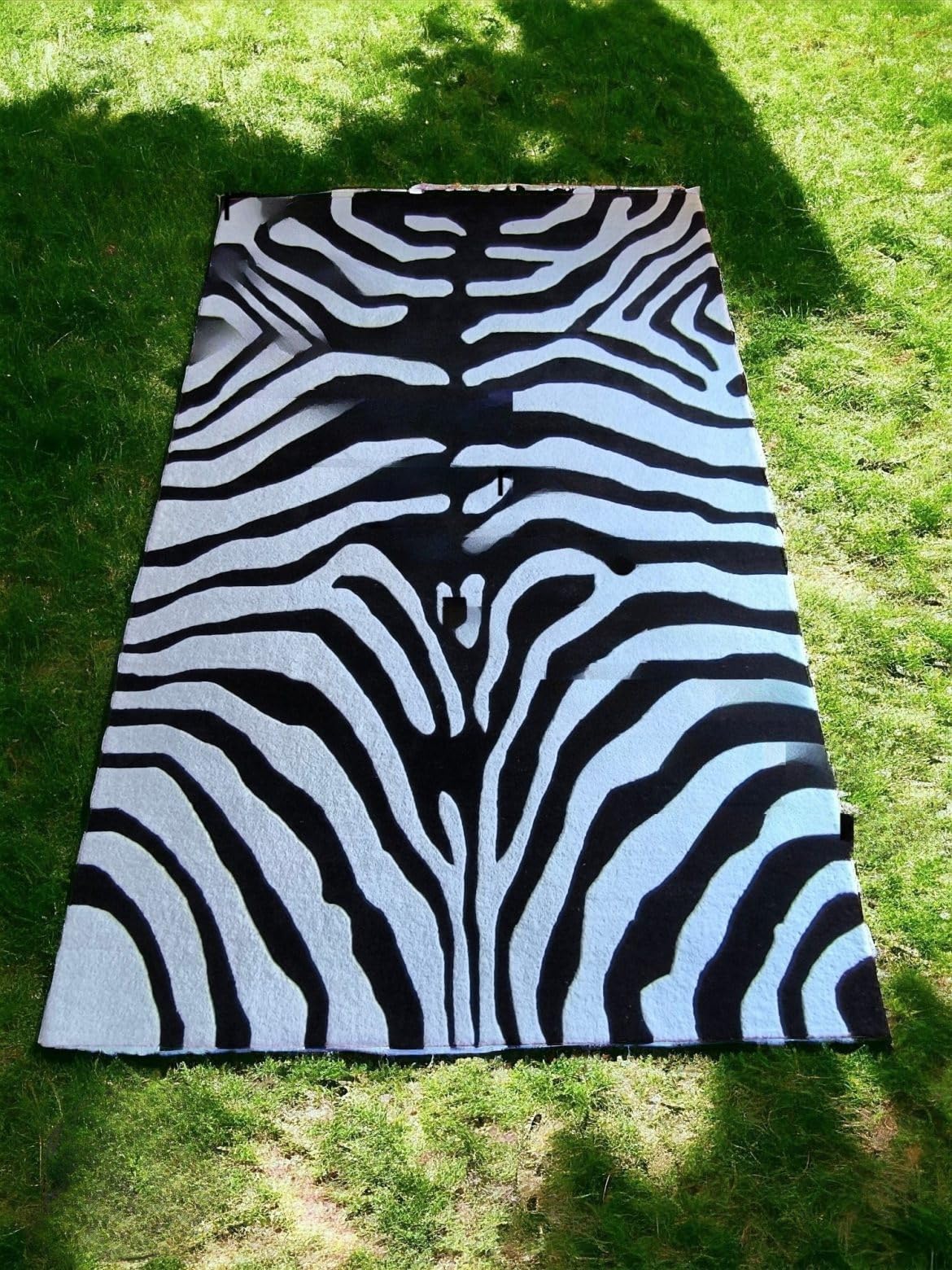 Tapis en laine touffetée main noir et blanc zèbre 120x180cm