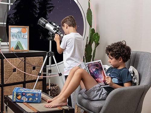 Miniatura 7 de SkySpy Telescopio - Telescopio refractor para principiantes de 2.756 in con alcance buscador y trípode - Vidrio portátil con 3 oculares de aumento -