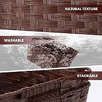 Vista 3 de Cestas de almacenamiento de mimbre, cestas para estantes, papel higiénico, cestas de almacenamiento tejidas para organizar, marrón, 12 x 12 x 6