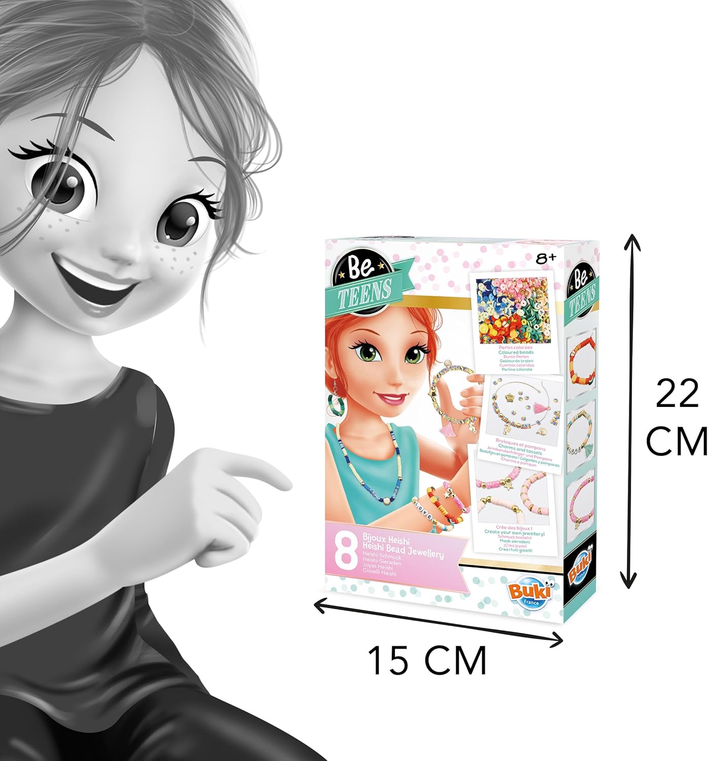 Buki BE123 - Heishi Jewelry | DIY Children's Jewelry Kit | Heishi Beads for Bracelet and Necklace Making | Creative Toy for Girls 8+ Years Old