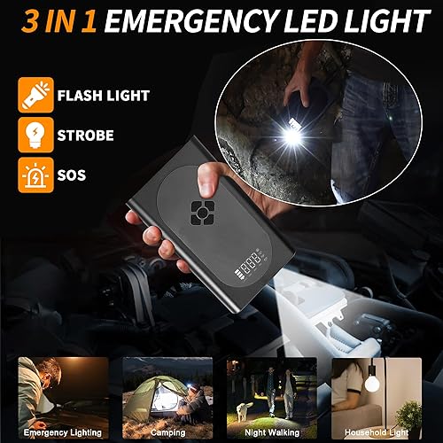 Miniatura 6 de CELLGEAR Arrancador portátil con compresor de aire, batería de arranque de coche de 4000 A (todo gasolina10.0L diesel) Inflador de neumáticos de