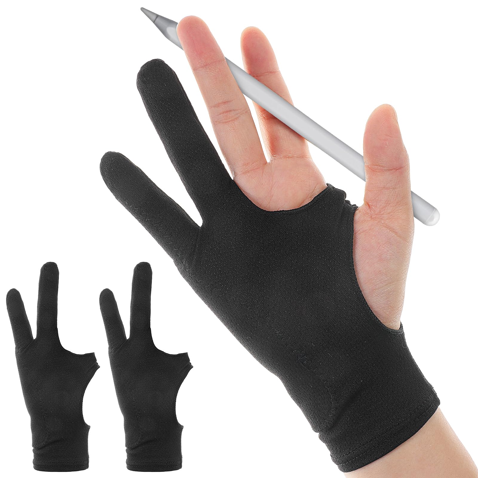 2 Stück Zeichenhandschuh Drawing Glove Handschuhe Zeichnen Tablet Antifouling Handschuh für Grafiktablett Zeichnen Künstler Handschuh Elastisch Digitale Zeichenhandschuh