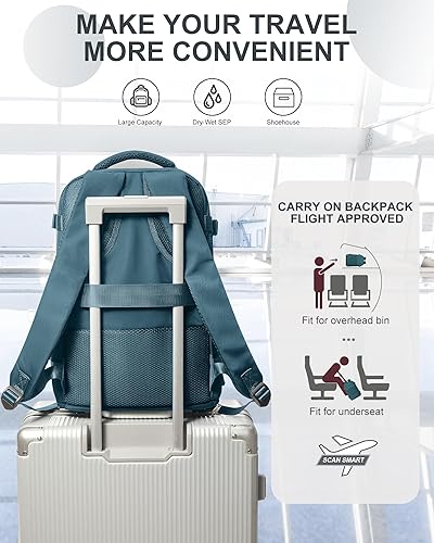 Miniatura 482 de coowoz Mochila de viaje grande para mujeres y hombres,Mochila de transporte,Mochila de senderismo impermeable para deportes al aire libre, Azul, 45
