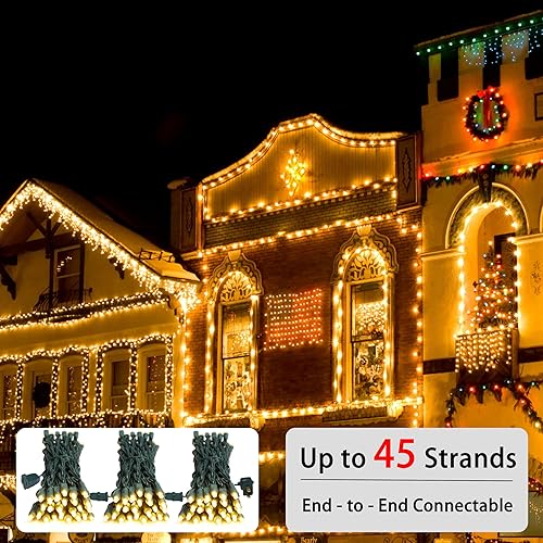 Miniatura 6 de Luces LED amarillas de Navidad de 25 pies, 50 unidades, luces de Navidad amarillas de grado comercial para exteriores, impermeables, luces LED de