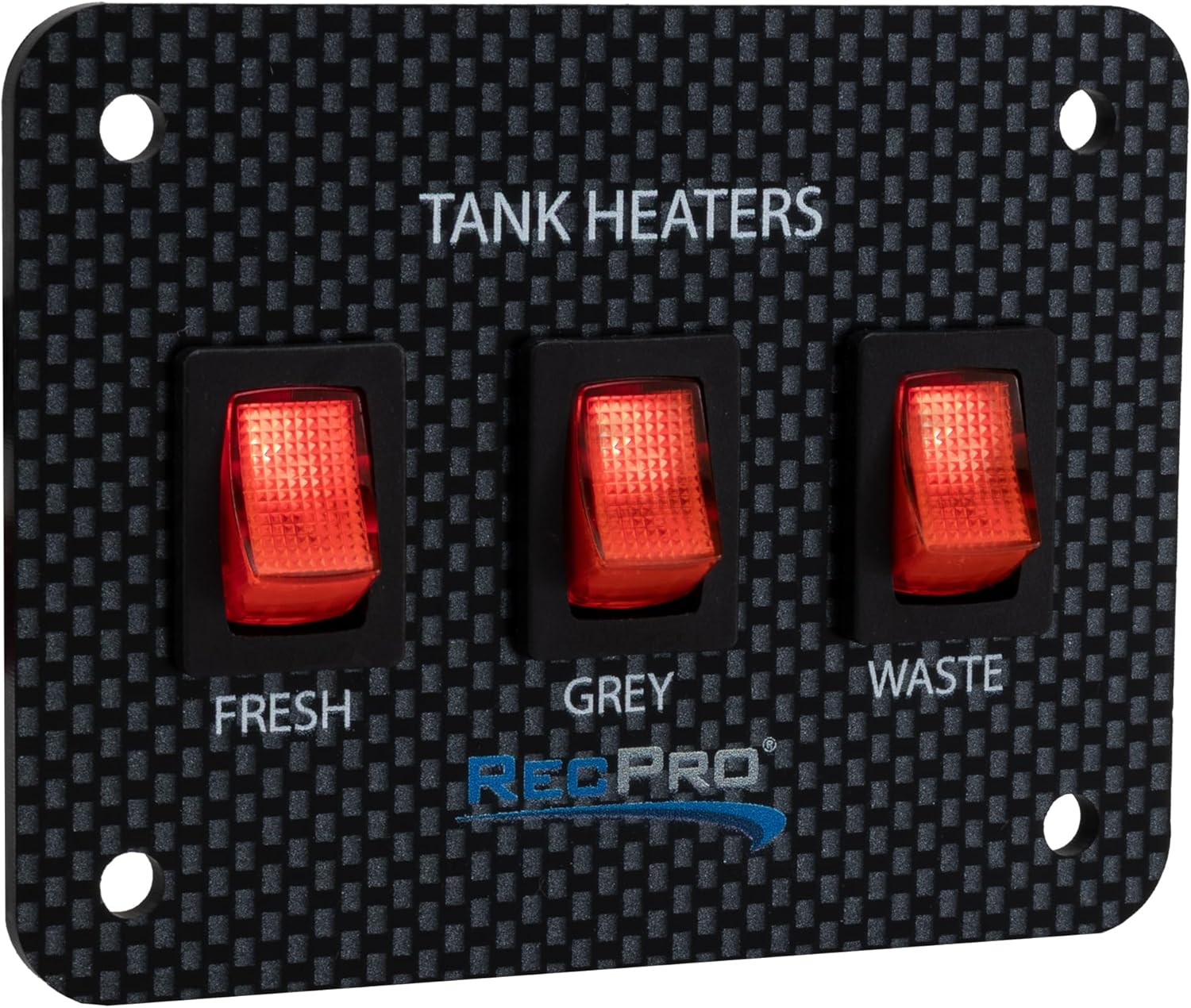 RecPro RV Toggle Switch | Tank System Control Panel | Gang Kit System | Heating Pad Switch | Heater Panel (3 Toggles)