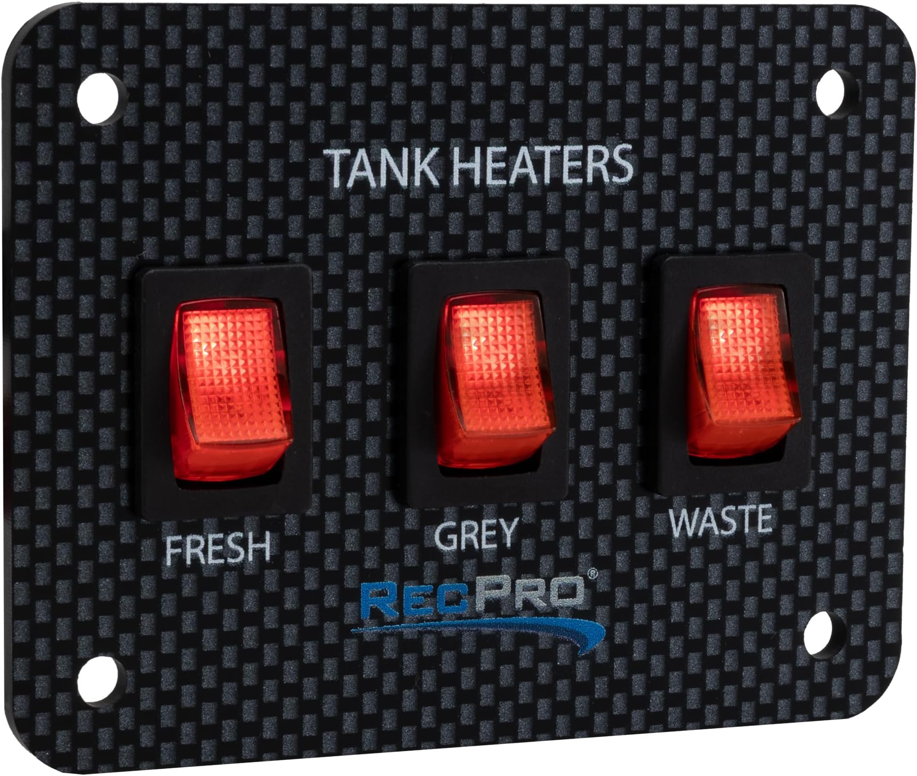 RecPro RV Toggle Switch | Tank System Control Panel | Gang Kit System | Heating Pad Switch | Heater Panel (3 Toggles)