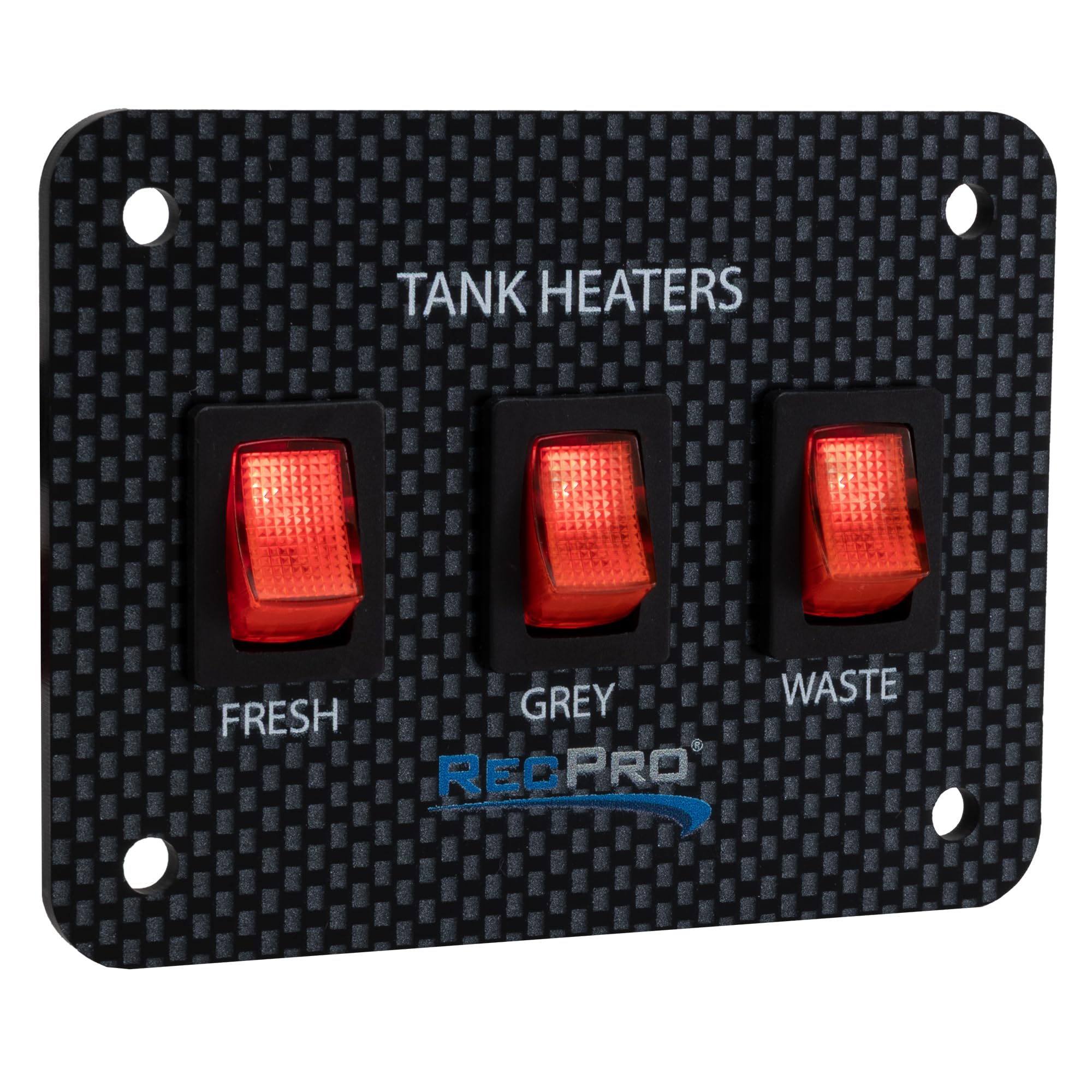 RecPro RV Toggle Switch | Tank System Control Panel | Gang Kit System | Heating Pad Switch | Heater Panel (3 Toggles)