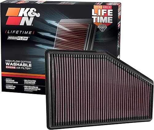 K&N Filtro de aire de motor de por vida original de alto flujo: Aumento de potencia: Premium, Lavable: Compatible con Buick/Chervolet/Cadillac