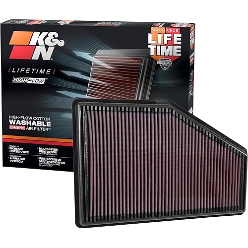 K&N High-Flow Original Lifetime Engine Air Filter: Increase Power: Premium, Washable: Compatible with 2016-2025 Buick/Chervolet/Cadillac: LaCrosse, Regal, XT4, Malibu, 33-5049