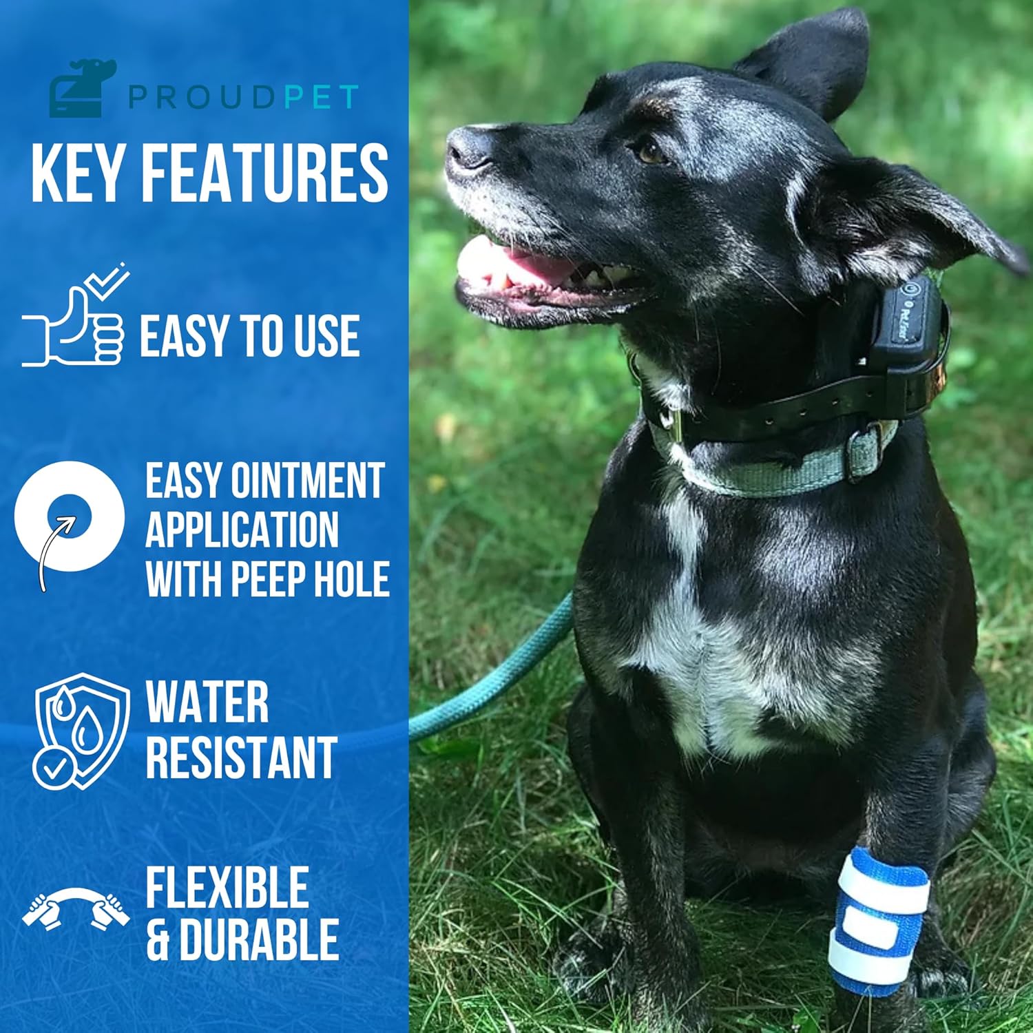 Proud Pet Patches Dog Bandage for Wound Care w/Peep Hole Cover. Bandages for Dog Hot Spots, Lick Granuloma, Stitches and Wounds. Self Adhesive Wrap Works for Paw, Tail, Legs, Foot for Dogs & Cat - Image 2