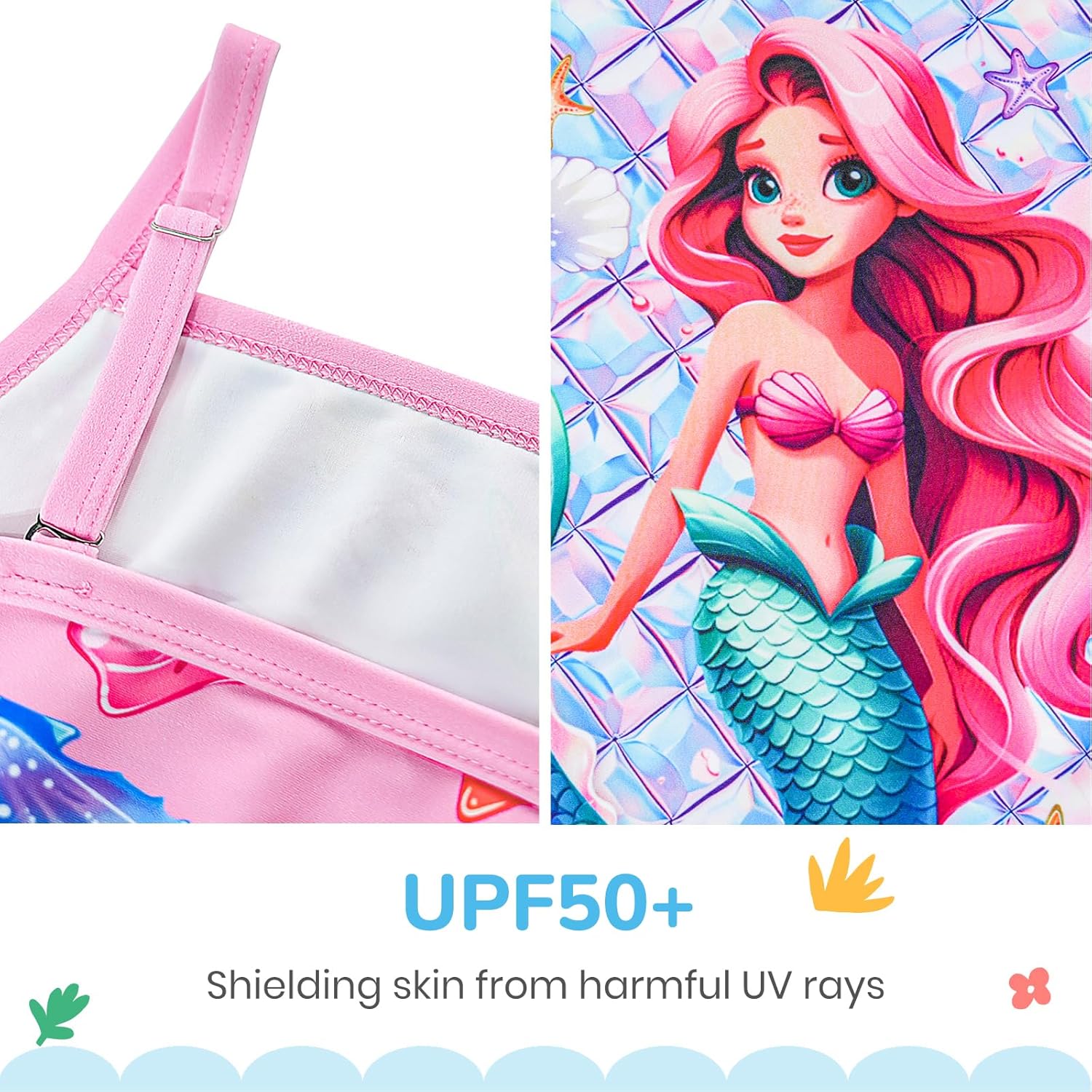 LQSZ Girls Rash Guard Sets Long Sleeves Swimsuit 3 Pieces Tankini Bathing Suit Swimwear for Girls 3-12 Years - Image 2