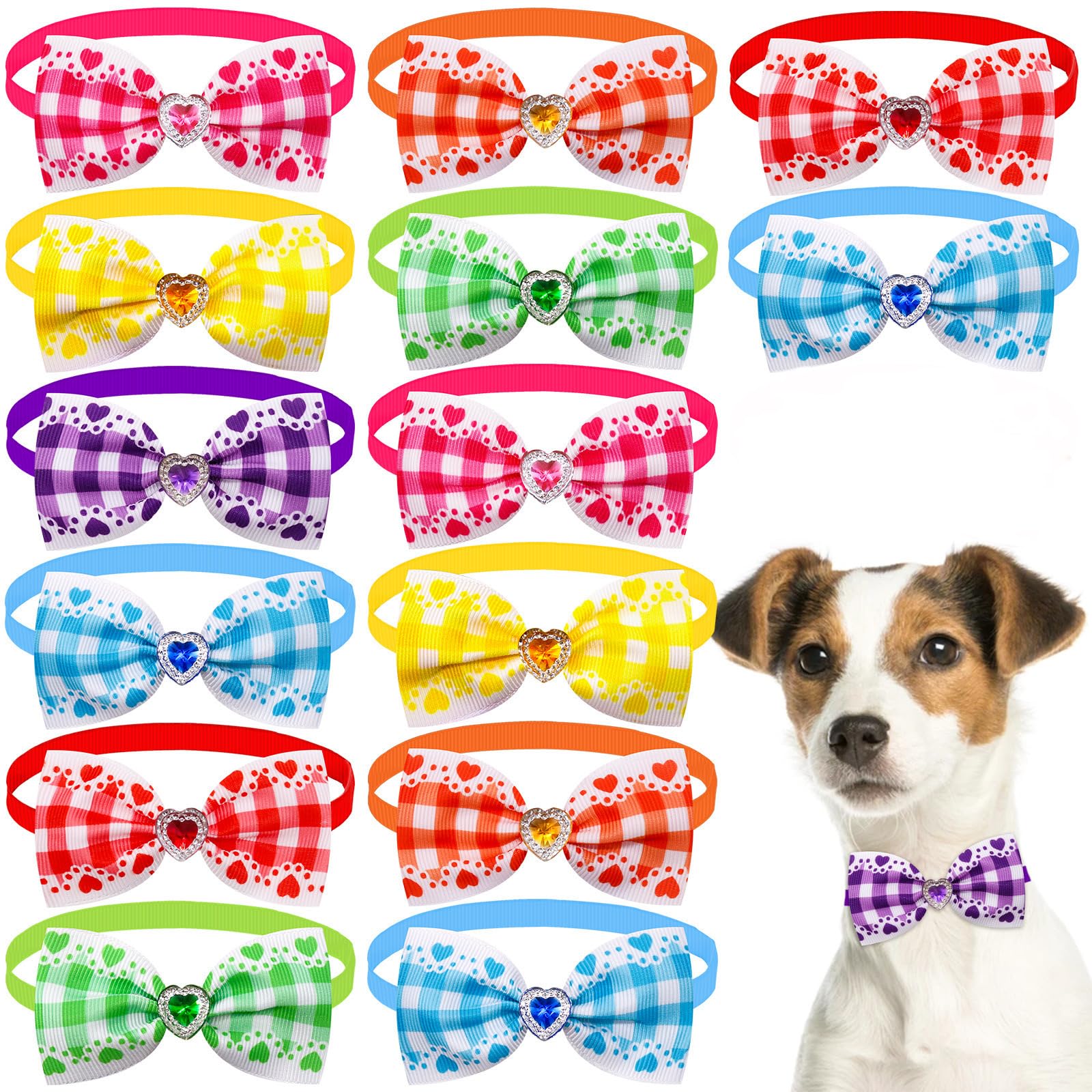 KUTKUT 14 Pcs Puppy Collars Adjustable Heart Checkered Collars for Small Dog Cat Puppy Neckties Collars Pet Neck Bows Bulk Pet Bowties Grooming Bowknot for Birthday Holiday (B0CKBMFD61) Amazon Price History, Amazon Price Tracker