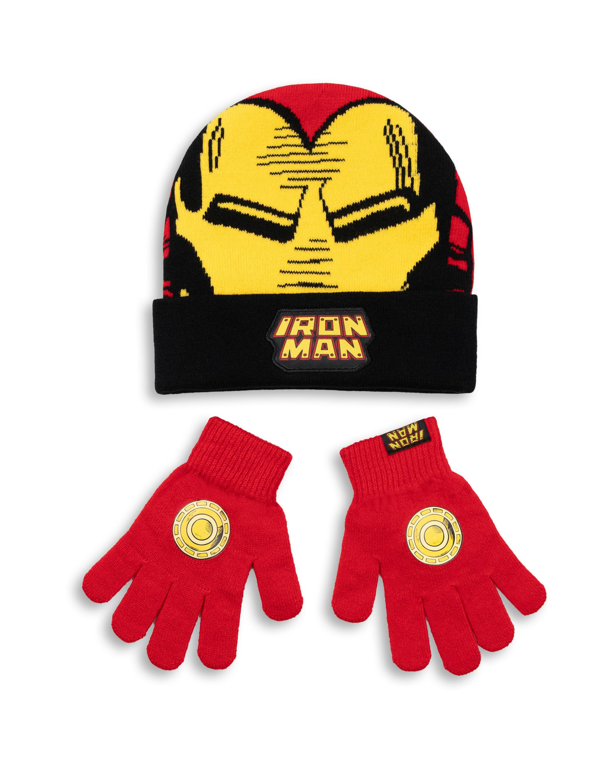 Vanilla Underground Boys Red Marvel Ironman Beanie And Gloves Set (One Size)