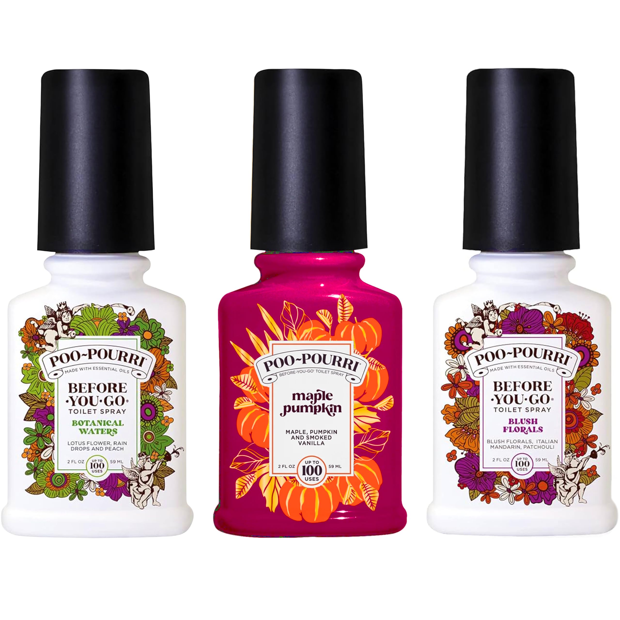 poo-pourri before-you-go toilet spray spring 2 oz variety pack maple pumpkin blush florals and botanical waters