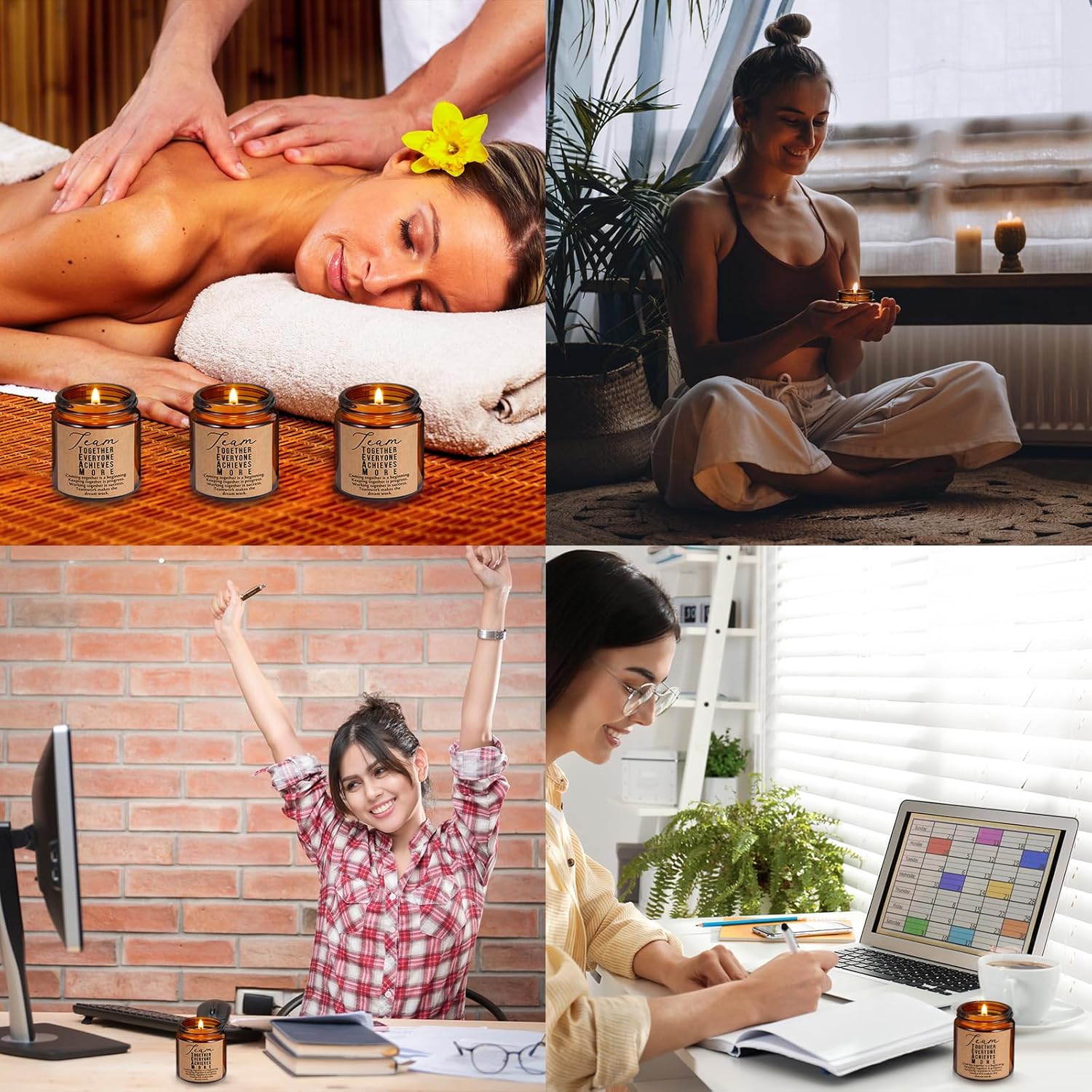 Fumete 10 Pcs Employee Appreciation Gifts Jars Scented Soy Candles 3.5 oz The Difference Candles Team Thank You Gifts for Office Coworker Volunteers Nurse Teachers(Amber,Team)