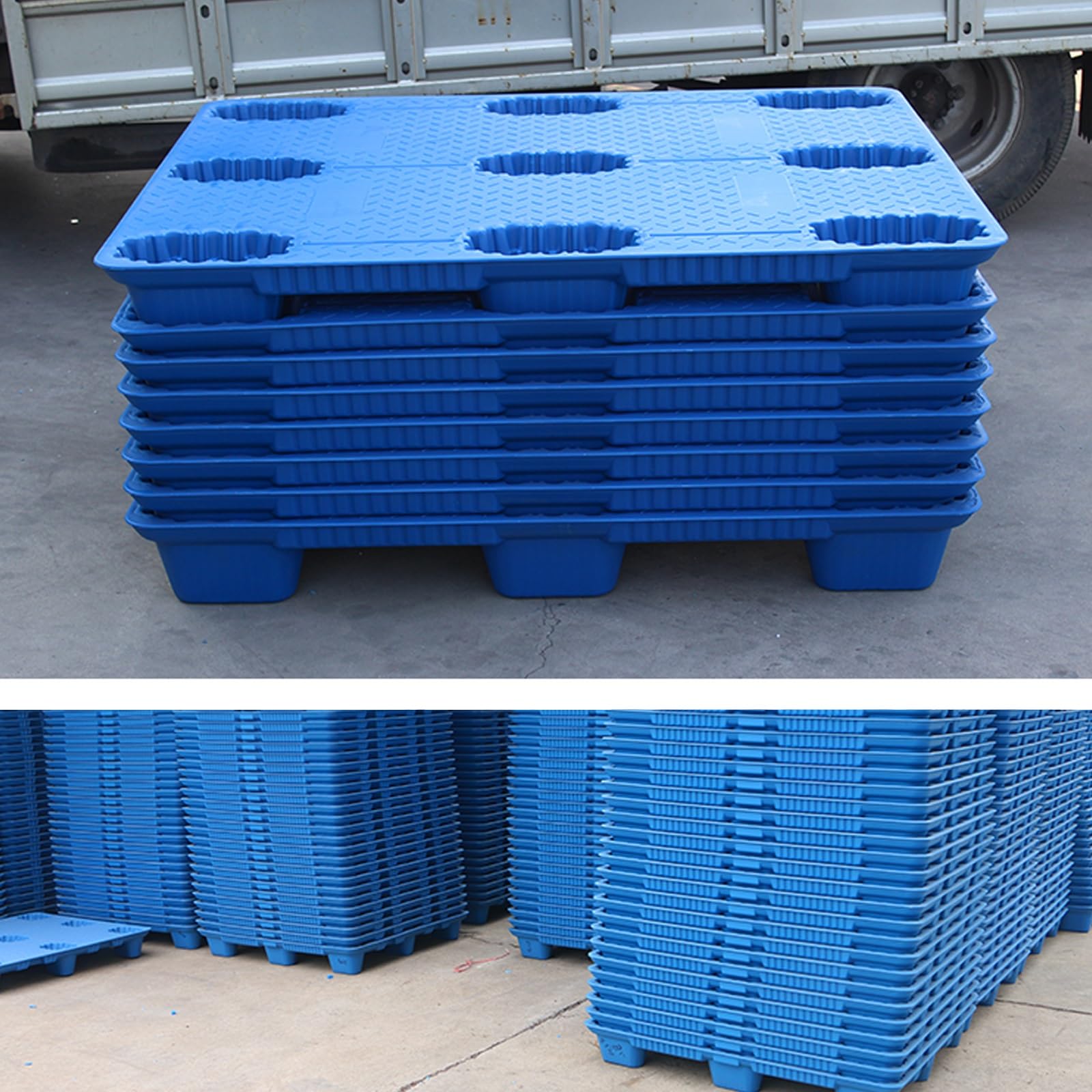 Palettes en plastique pour stockage industriel, charge dynamique 1000 kg, charge statique 4000 kg, palettes empilables pour la logistique et l'entreposage