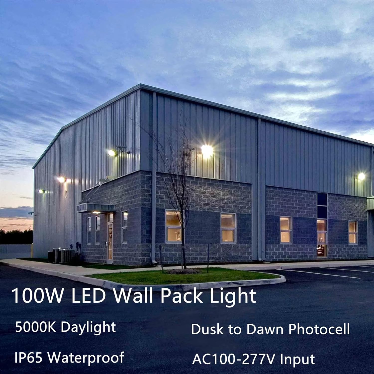 100W LED Wall Pack,13000Lm 5000K Wall Pack Lights Dusk to Dawn,Repalces 600W HPS/HID Light,Commercial and Industrial Outdoor Lighting,LED Wall Light for Parking Lot,Warehouse,2 Pack