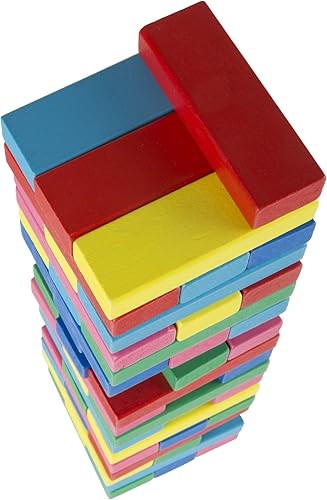 Miniatura 7 de Juego clásico de apilamiento de bloques de madera con madera de colores y bolsa de transporte para juegos en interiores y exteriores para adultos,