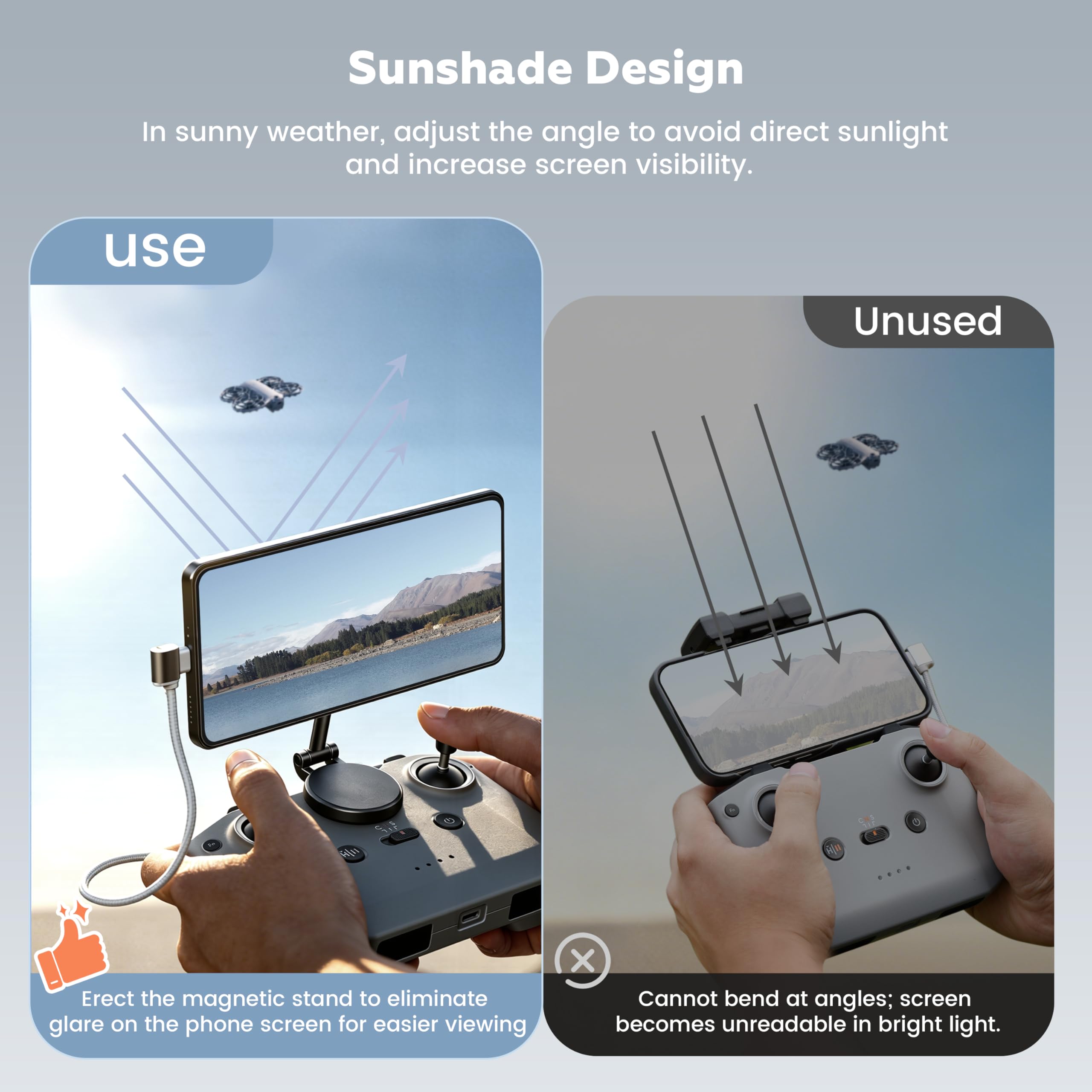 STARTRC Support magnétique réglable pour téléphone portable pour télécommande RC-N1 / N2 / N3, pour Neo, Mini 4 Pro/4K/3/2/2 SE Air 3S/3 - 4