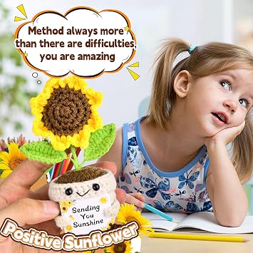 Ruichi Gifts for Mum, Handmade Positive Sunflower Crochet Doll with Card | Mum Gifts from Daughters and Son, Gift from Daughter, Son,Mothers Day, Birthday Present Idea