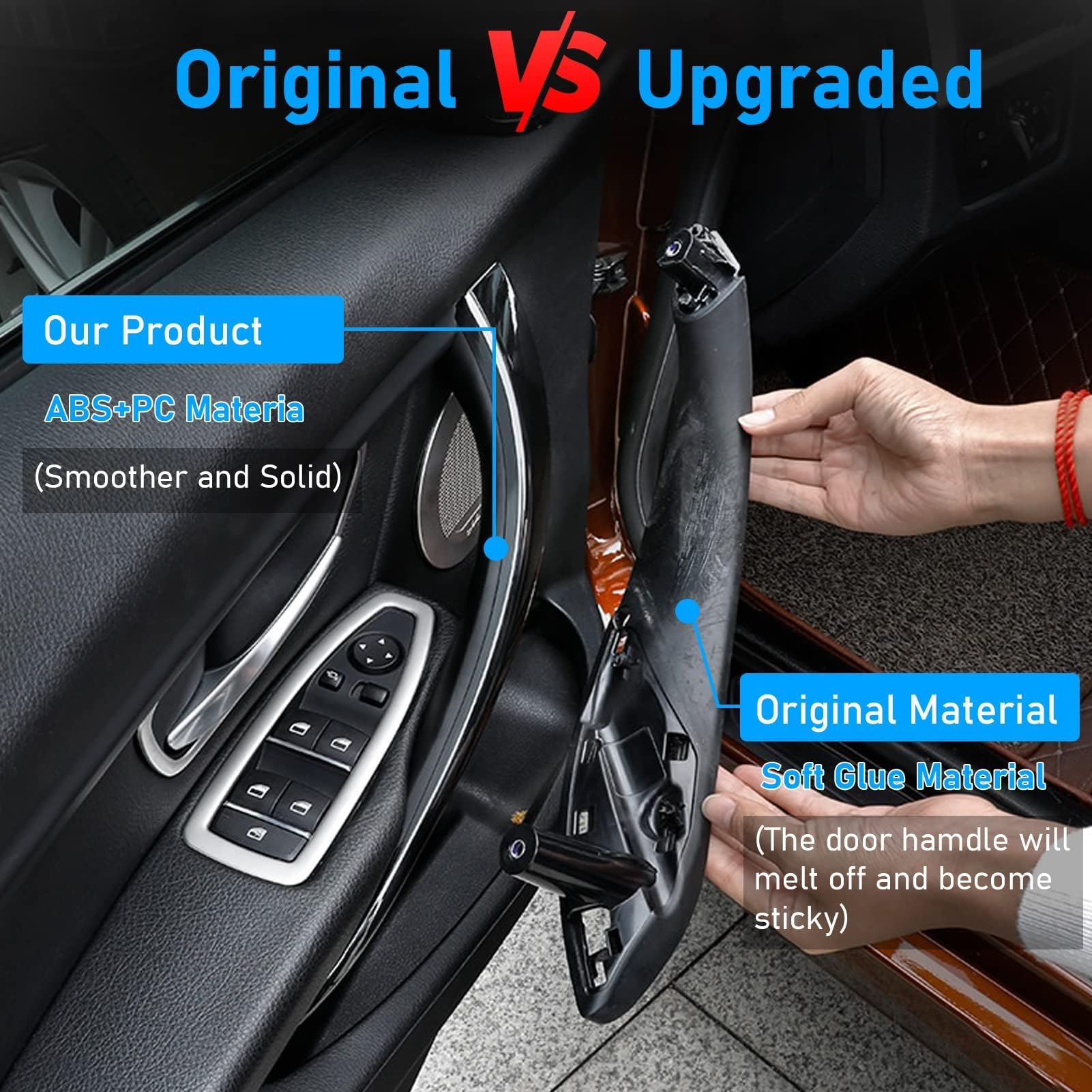 2PCS Compatibile con Maniglia Porta Interna BMW Serie 3 F30 F31 F34 F80 Maniglie Interne Sinistra+Maniglia Della Porta Destra per Serie 4 F32 F33 F36 F82 F83 (Nero)