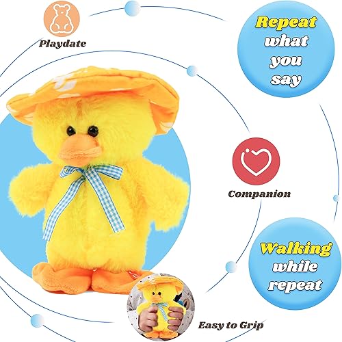 Miniatura 4 de Hopearl Juguete de pato que habla y canta, repite lo que dices, patito caminante, juguete animado interactivo, juguete de peluche para niños