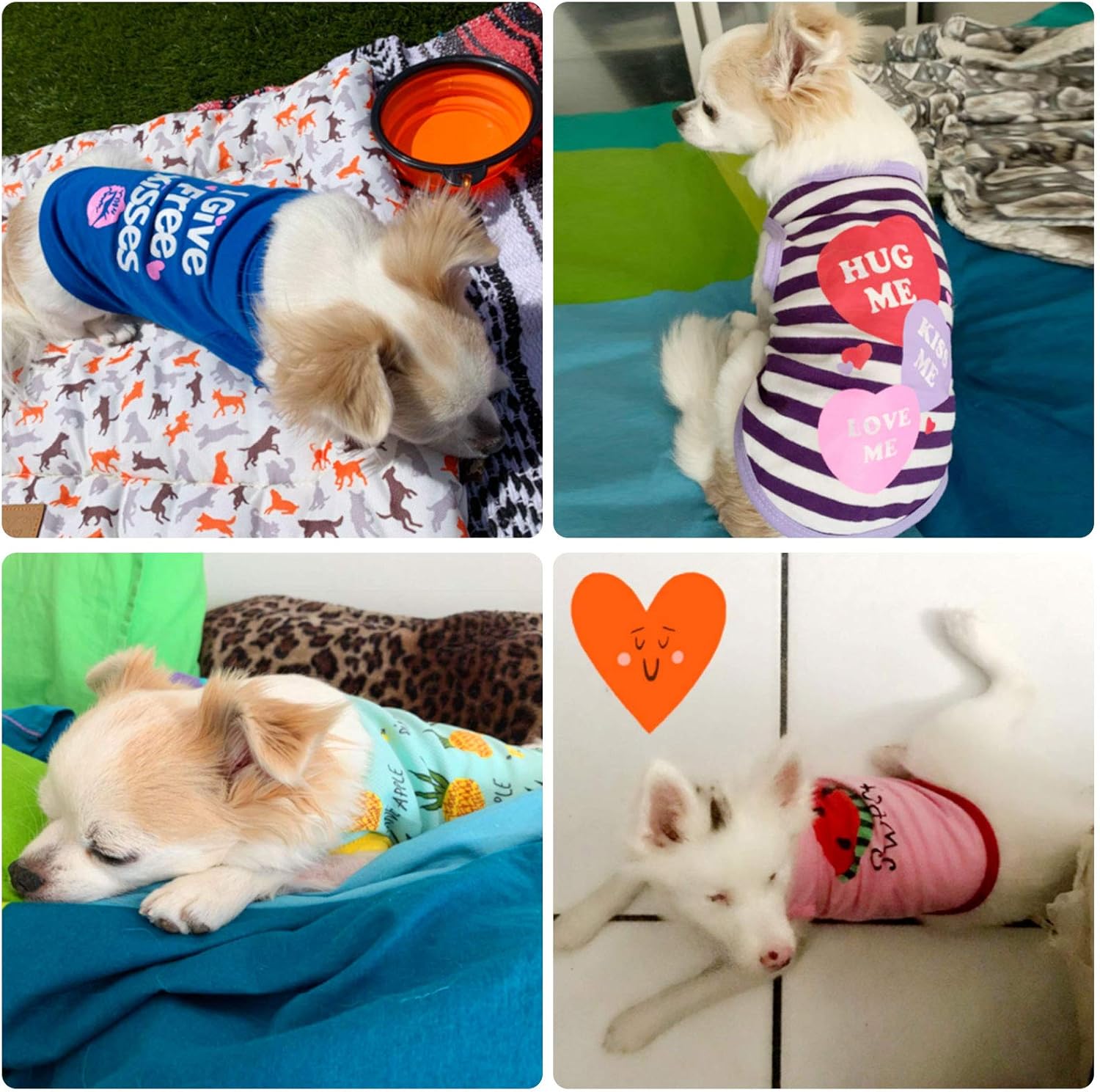 Pet Shirts Printed Puppy Shirts Dog Sweatshirt Cute Dog Clothing Cotton Dog Pullover Soft Shirt for Pet Dog Apparel Christmas New Year (Pineapple, Word, Strap, Stripe, Watermelon, S) : Pet Supplies