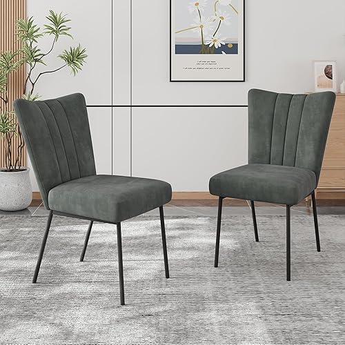 Miniatura 14 de ZckyCine Silla de comedor de cuero PU Silla de sala de estar Silla lateral moderna sin brazos de cocina con patas de metal Blanco,beige-a,Negro